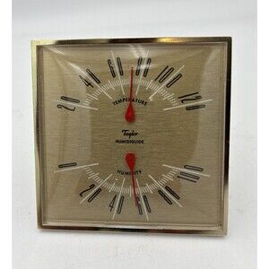 Vintage 3.5" Square Taylor Temperature Humidity Humidiguide Desktop Thermometer